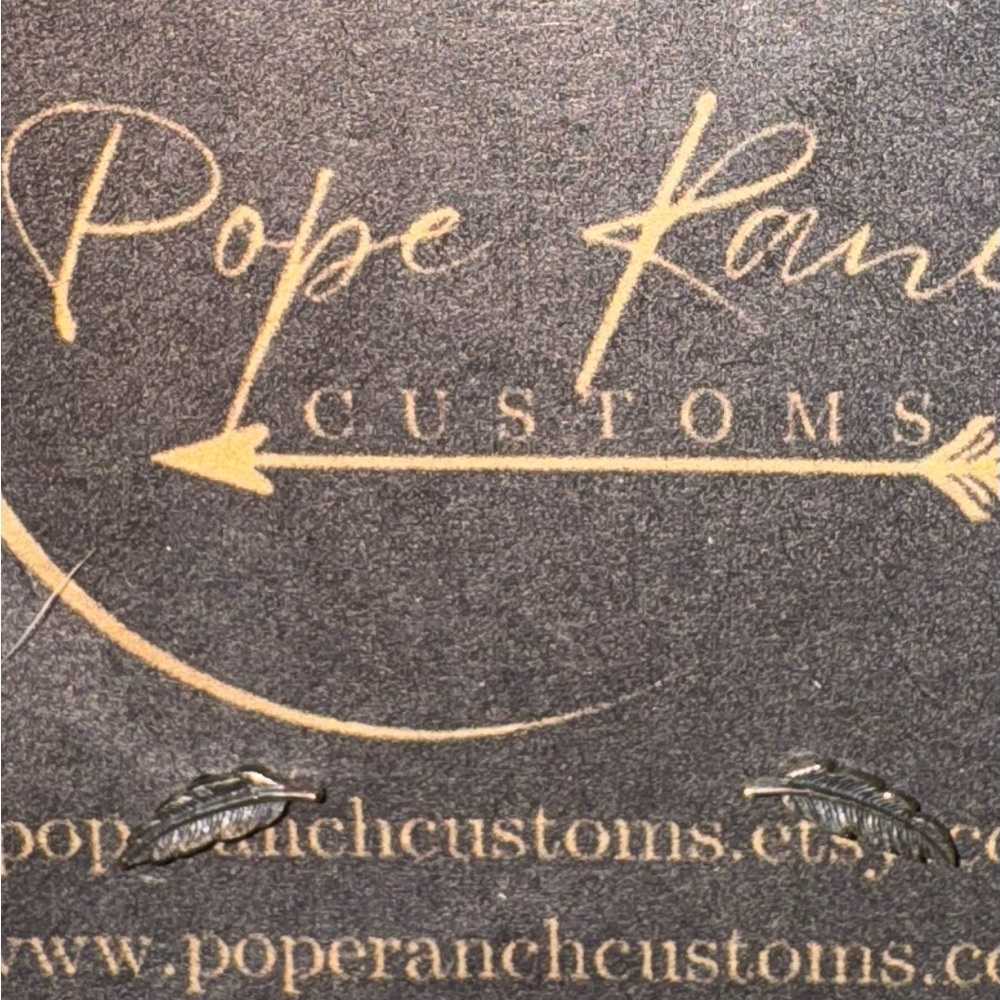 Pope Ranch Customs Silver Feather Earrings